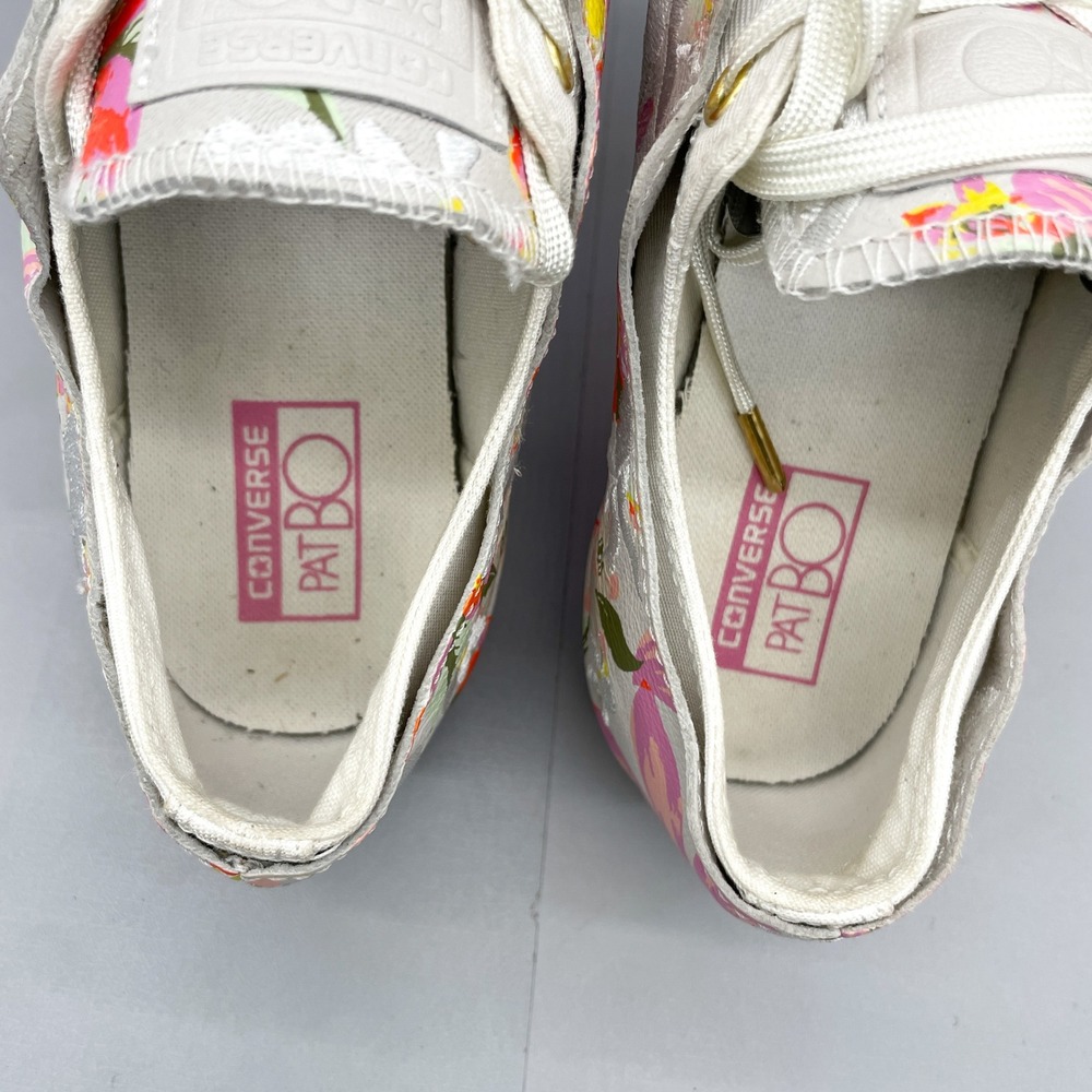Converse PatBo Womens 8 Chuck Taylor All Star CTAS Floral Leather Sneakers Shoes - Picture 9 of 12
